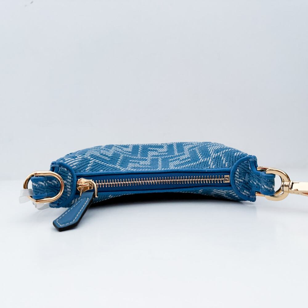 Fendi Nano Fendigraphy Mini Bag Woven Fabric Leather Blue Denim Effect - Picture 10 of 16